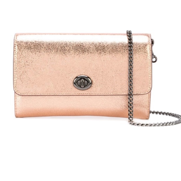 Coach Handbags - COACH Gold Metallic Crossbody wristlet bag